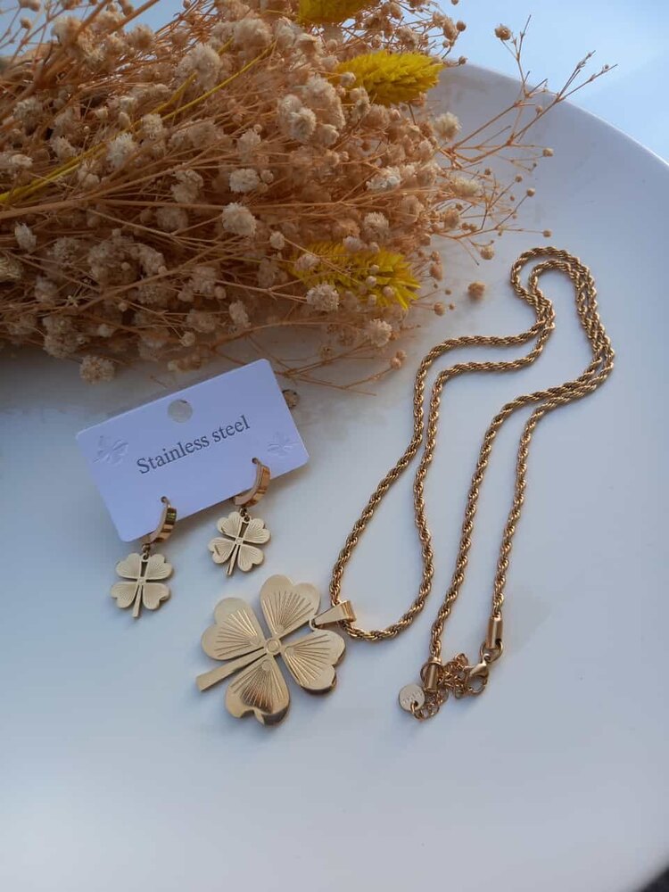 Yonca Küpe Kolye Set 