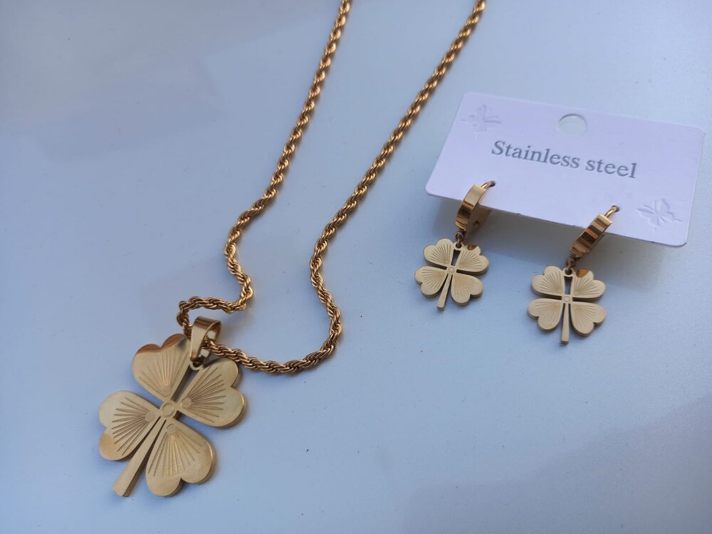 Yonca Küpe Kolye Set 