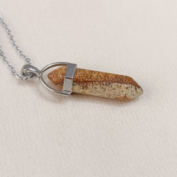 Odun Jasper Taşı Doğal Taş Çivi Model Kolye