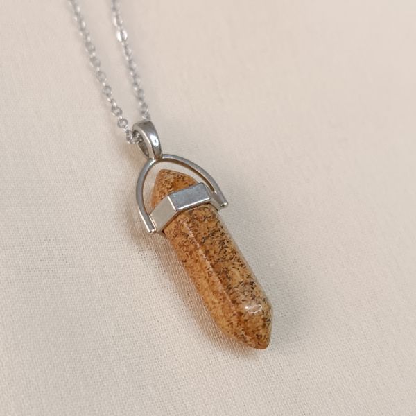 Odun Jasper Taşı Doğal Taş Çivi Model Kolye