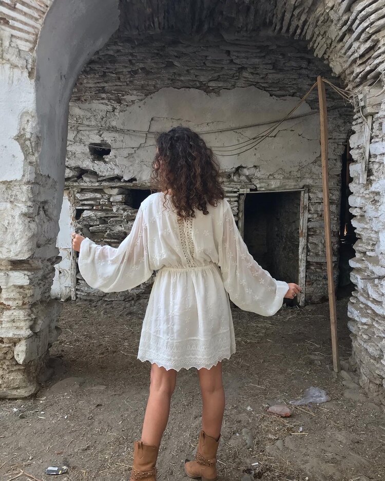 Bağcık Detay Boho Elbise