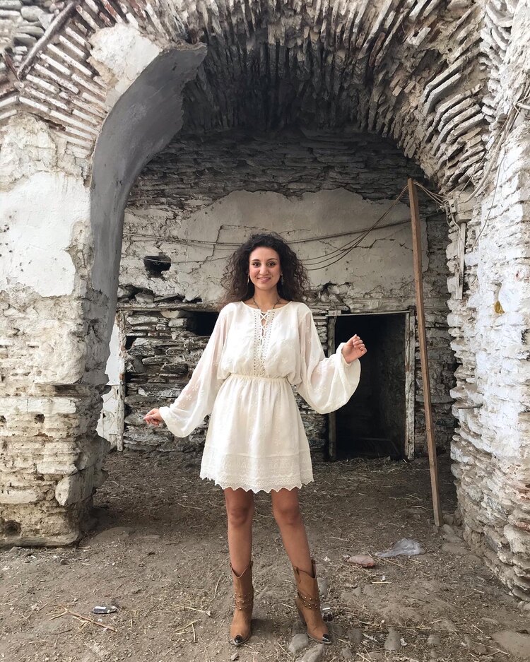 Bağcık Detay Boho Elbise