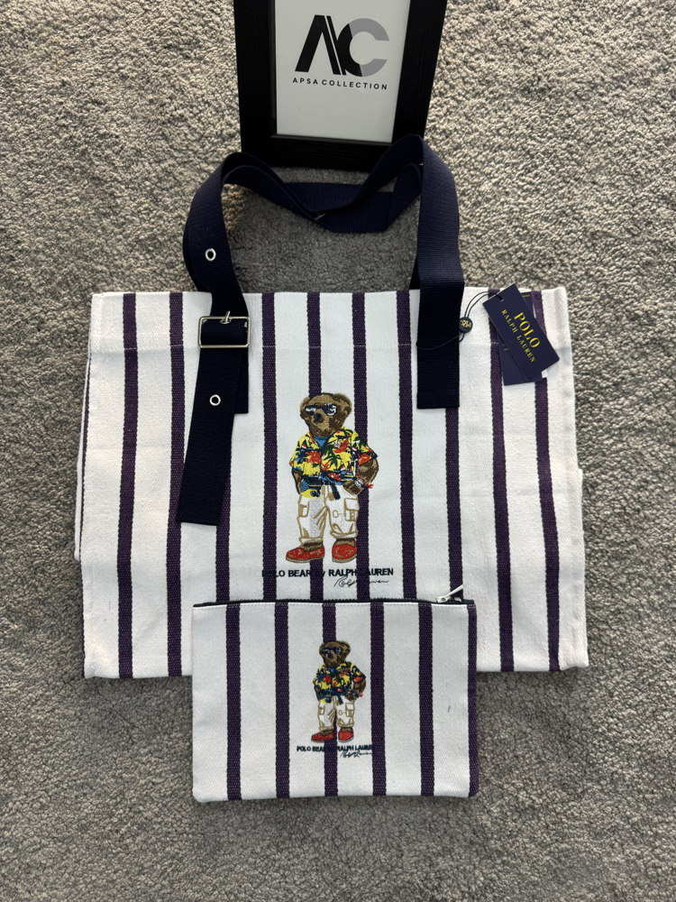 RL Bear Premium Çizgili Plaj Çantası 