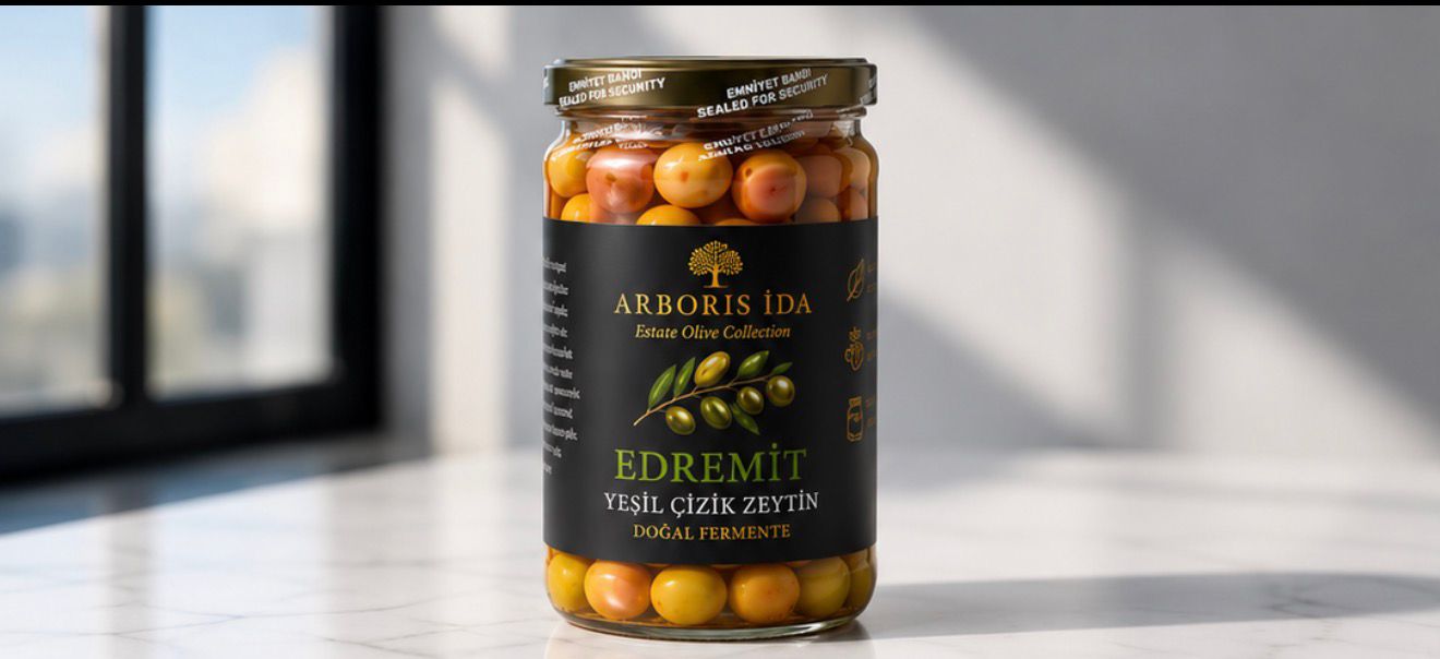 660 ml Olive Edremit Yeşil Çizik Zeytin Doğal Fermente
