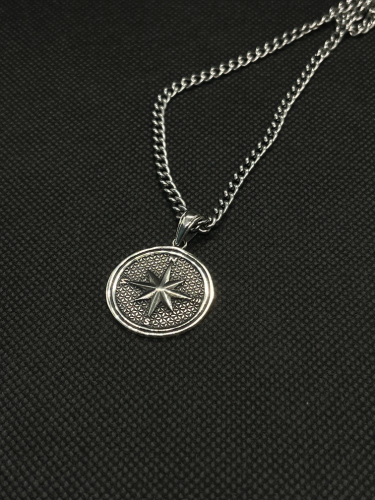 925 Ayar Gümüş Pusula (Compass) Erkek Kolye