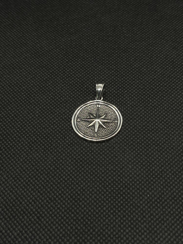 925 Ayar Gümüş Pusula (Compass) Erkek Kolye