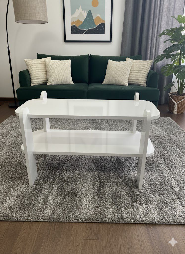Şık ve Kullanışlı Beyaz Düz Salon Sehpası 80*30*47