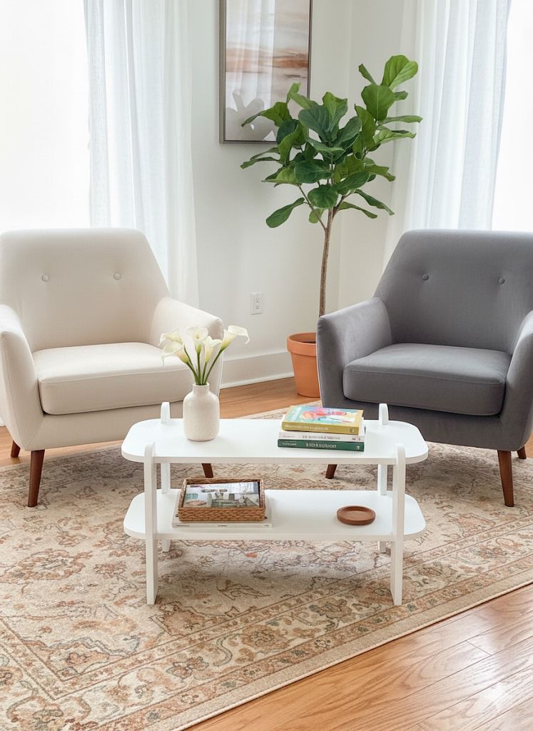 Şık ve Kullanışlı Beyaz Düz Salon Sehpası 80*30*47