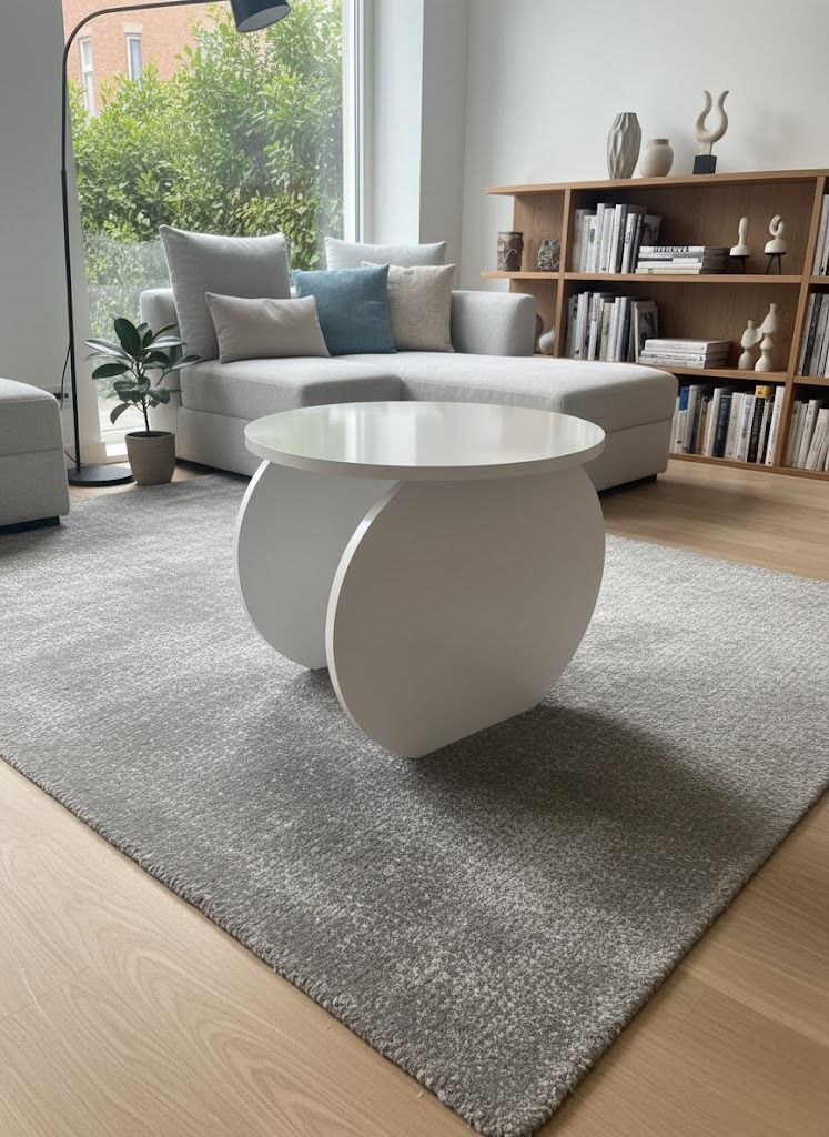 Modern Tasarım Orta Sehpa-Zigon Sehpa– Beyaz 50x44cm