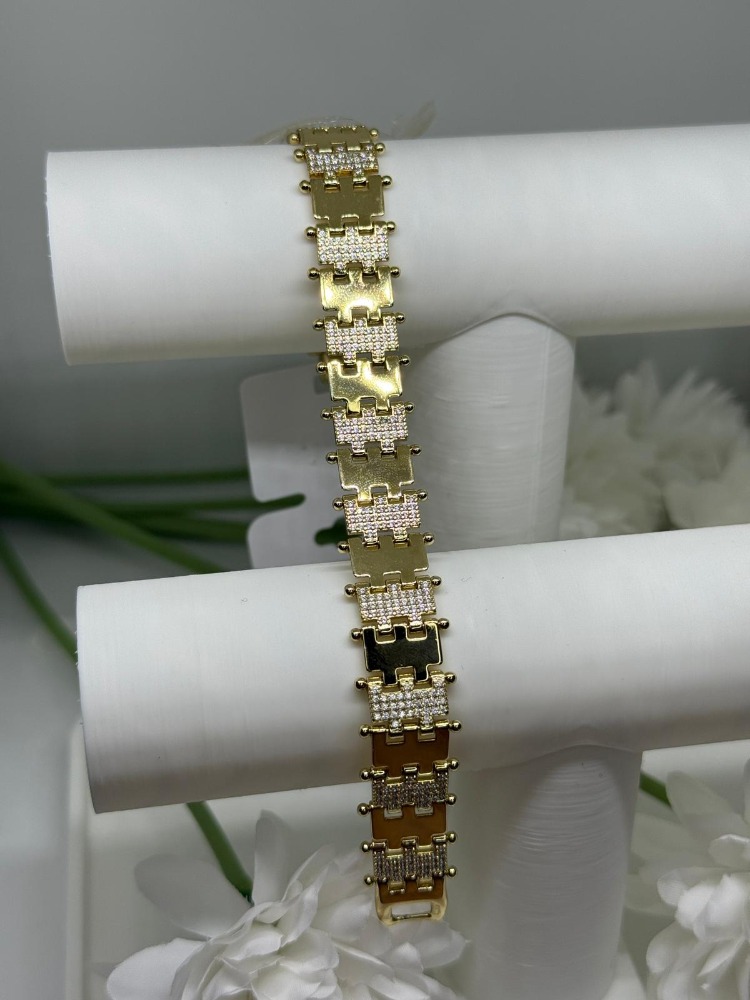 Gold Ve Mini Taş Detaylı 14K 316L Staınless Steel LUXURY