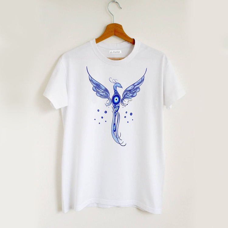 Anka Kuşu ve Nazar Boncukları Tasarım Tshirt