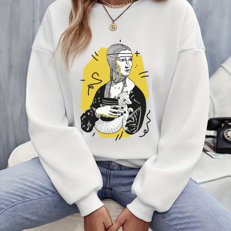 Leonardo Davinci Kakımlı Kadın Sweatshirt