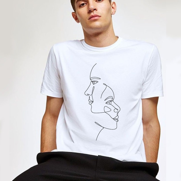 Çizgisel Kadın ve Erkek Tasarım Tshirt