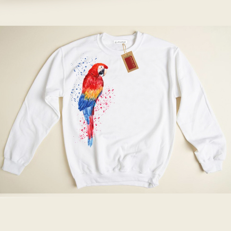 Papağan tasarım Sweatshirt