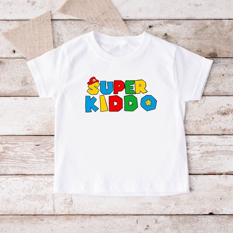 Super Daddio ve Super Kiddo Ebeveyn Kombin Tshirt