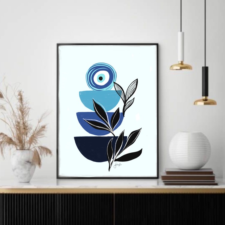 Nazar Boncuklu Minimal Resim
