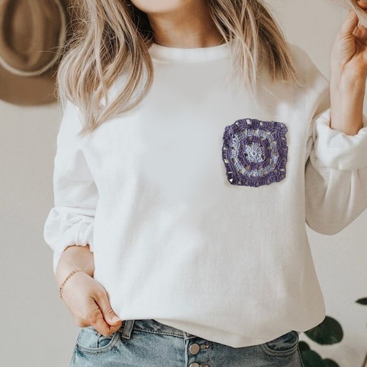 Motifli Patchworklü Sweatshirt