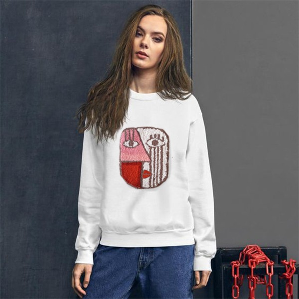 Mask Desenli Tasarım Nakış Sweatshirt