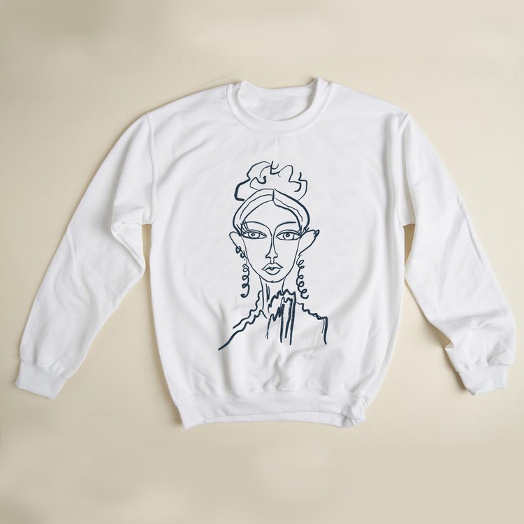 Kadın İllustrasyon Çizimli Tasarım Sweatshirt