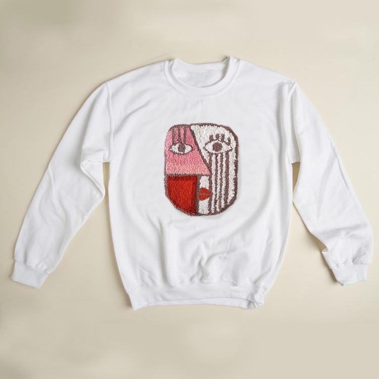 Mask Desenli Tasarım Nakış Sweatshirt