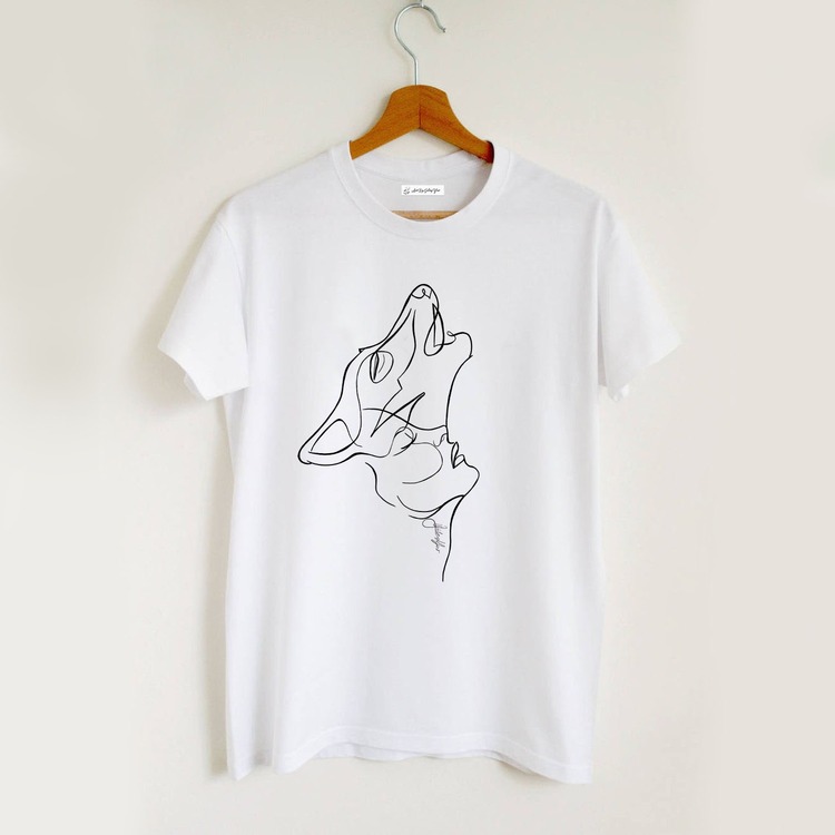 Kadın ve Kurt Tasarım Tshirt (Tattoo koleksiyonu)