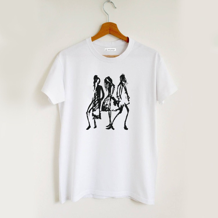 Siyah Kadın Slüetleri Tasarım Tshirt