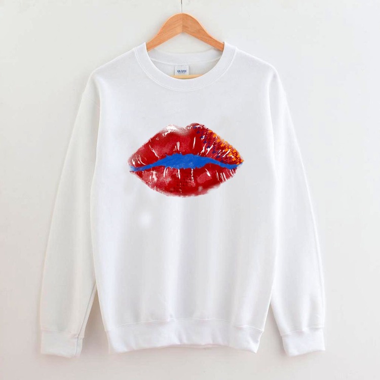 Dudak Desenli Tasarım Sweatshirt