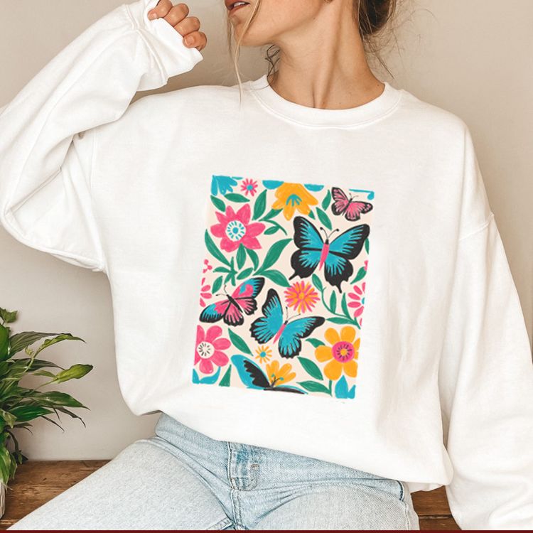 Çiçek Tasarımlı Sweatshirt