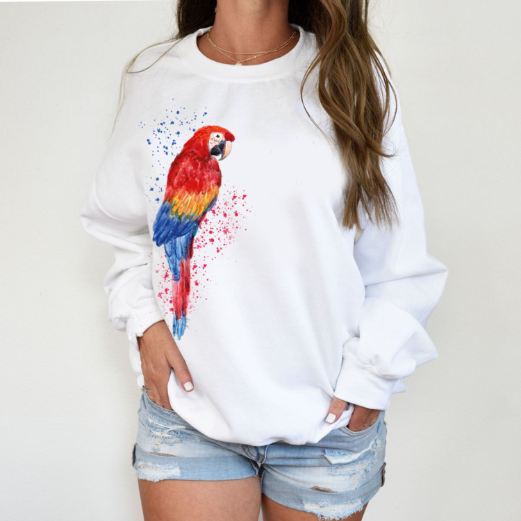 Papağan tasarım Sweatshirt