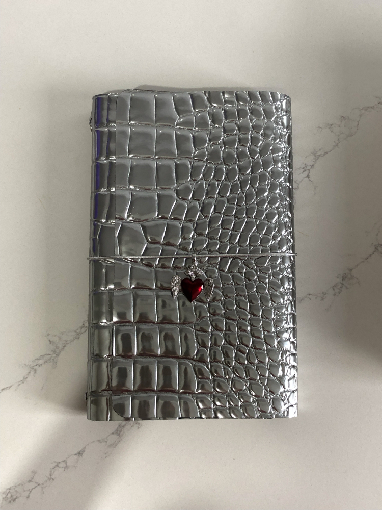 A5 Gümüş Gerçek Deri Defter Kılıfı