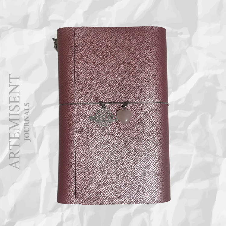 Pembe-Kırmızı Dokulu Gerçek Deri Defter Kılıfı
