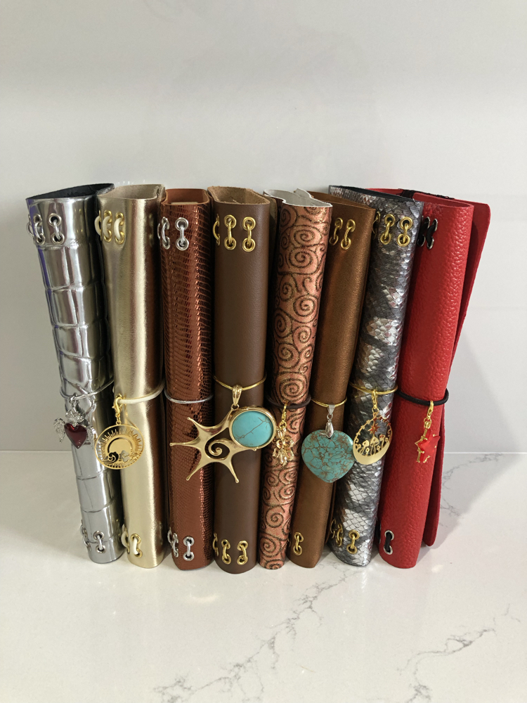 A5 Gümüş Yılan Desen Deri Defter Kılıfı