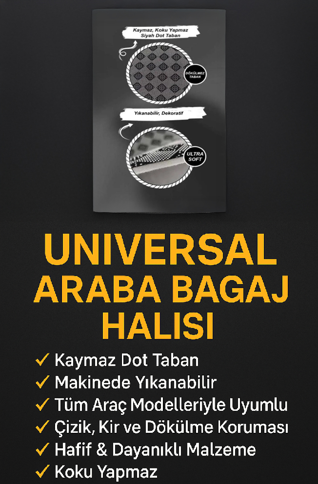 75 x 100 cm Özel Tasarım Araba Bagaj Halısı Kaymaz Makinede Yıkanabilir Bagaj Halısı