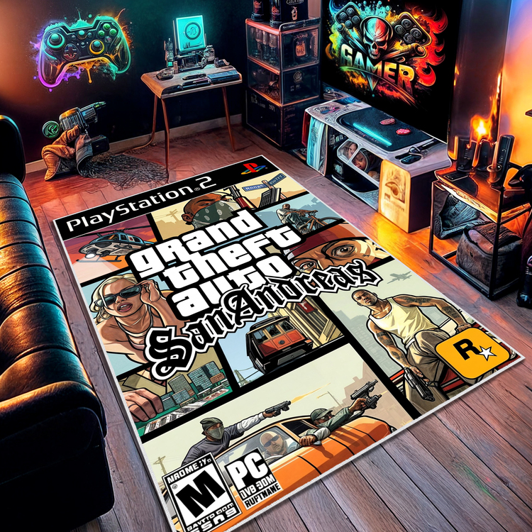 GTA San Adreas Halı 80 x 120 cm , Diğer Ölçüler İçin Varyasyon Seçebilirsiniz