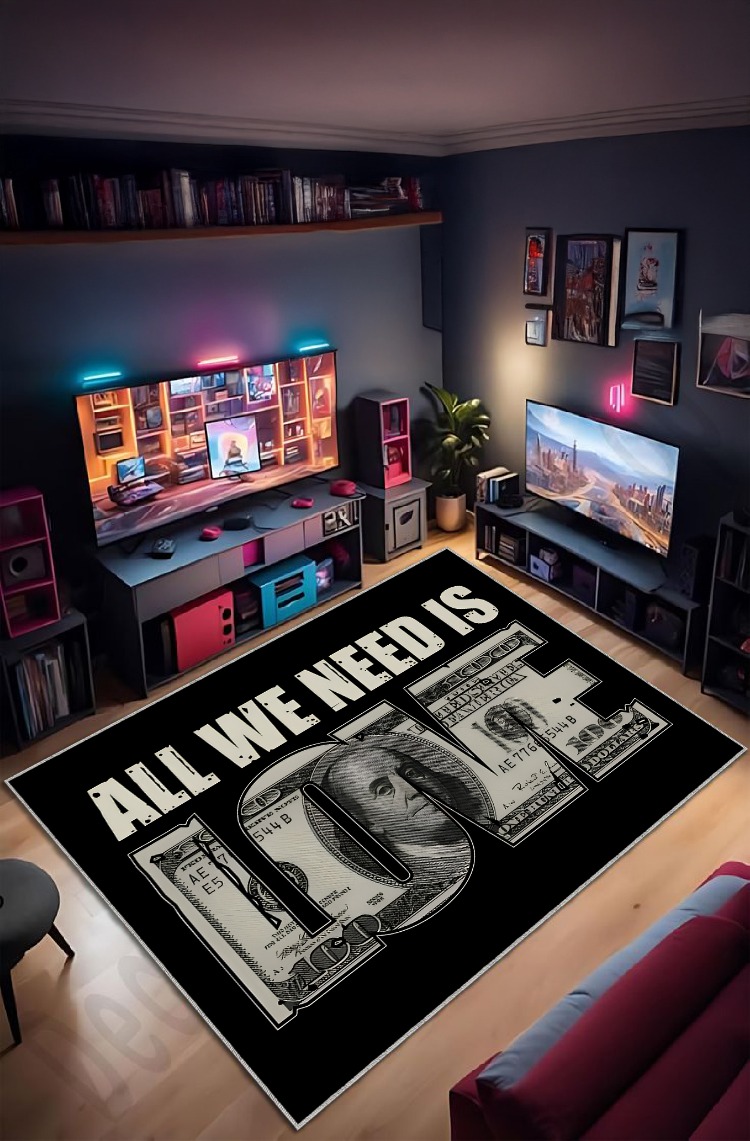 Dekoratif Kaymaz ALL WE NEED IS LOVE Gamer Halı