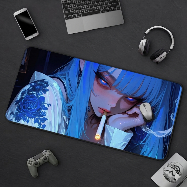 Anime Girl Smoking Kişiye özel tasarım gaming mousepad ile setup’inı tamamen sana özel