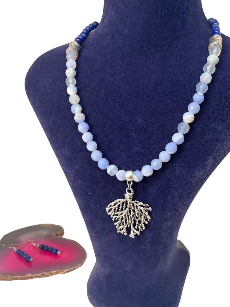 Mavi Akil Kolye Lapis Lazuli Küpe