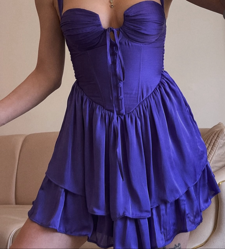 Mor mini elbise