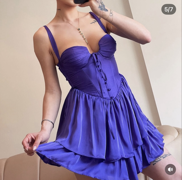 Mor mini elbise
