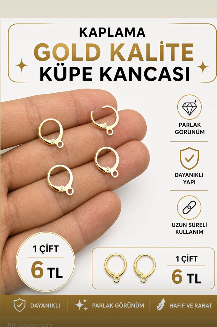  kaplama gold kalıte  küpe kancası 1 cift 