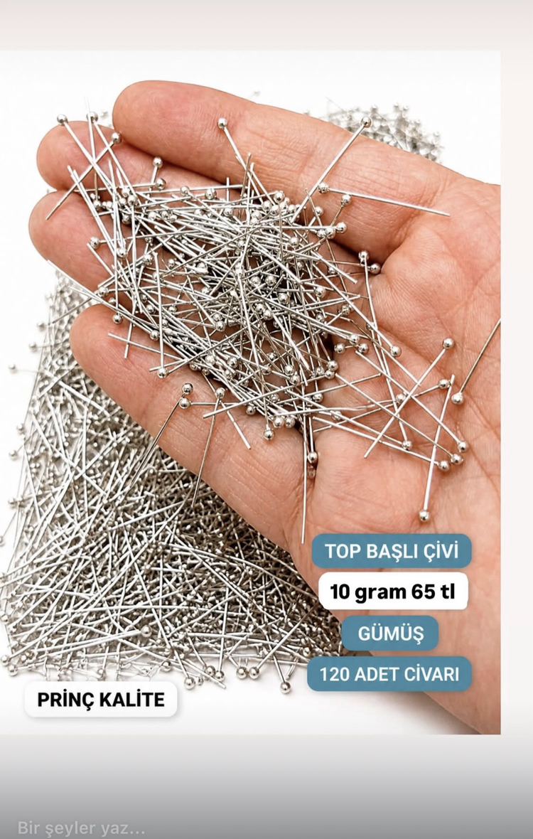 10 gram   prinç kalite top başlı çıvı