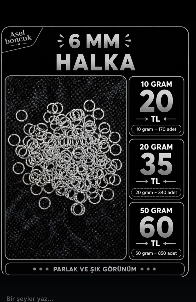 20 gram 6 mm gümüş renk halka