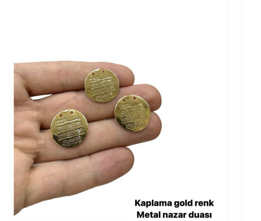metal nazar duası gold kaplama