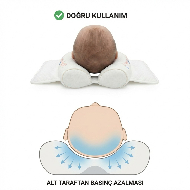 Ortopedik bebek düz kafa yastığı