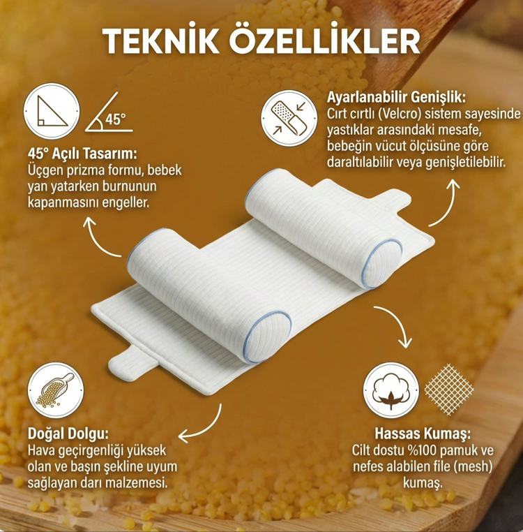 Ortopedik bebek düz kafa yastığı 