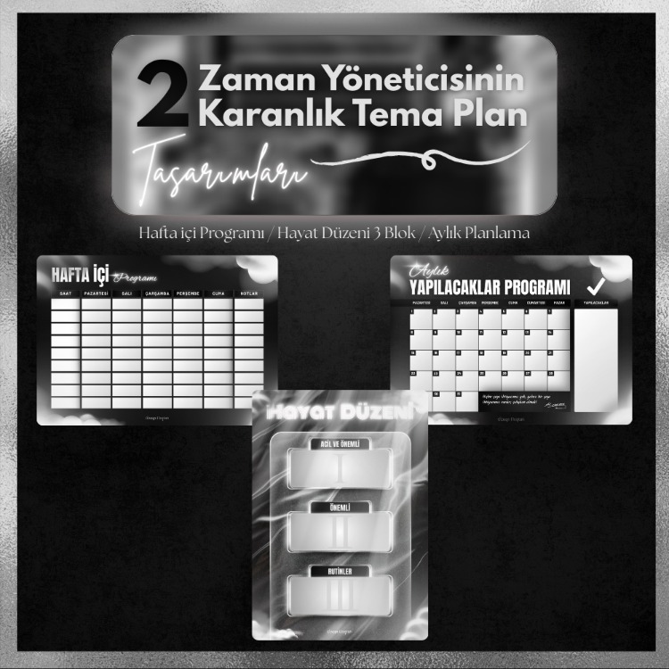Zaman Yöneticisinin Karanlık Tema Planlama Serisi 2