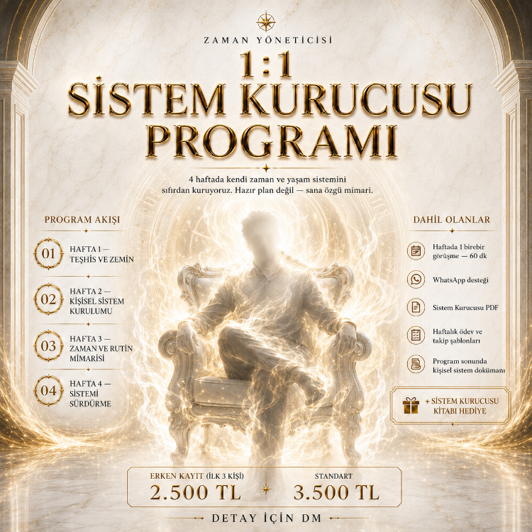 Zone | 1:1 Sistem Kurucusu Programı — 4 Haftalık Birebir Çalışma
