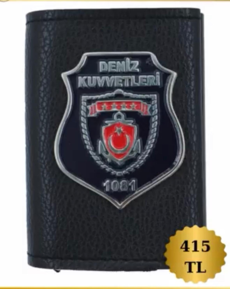 Deniz kuvvetleri mıknatıslı rozetli kartlık cüzdan 