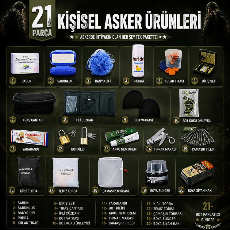 KİŞİSEL  ASKER  ÜRÜNLERİ (21 ADET ÜRÜN )