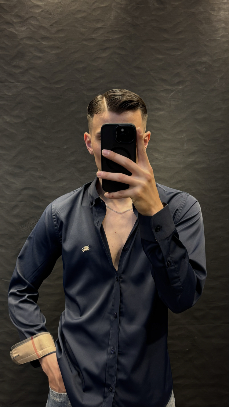 BURBERRY PREMIUM GÖMLEK (LACİVERT) İTHAL KUMAŞ